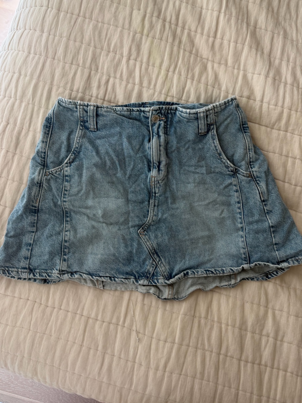 Free People light blue denim mini skirt